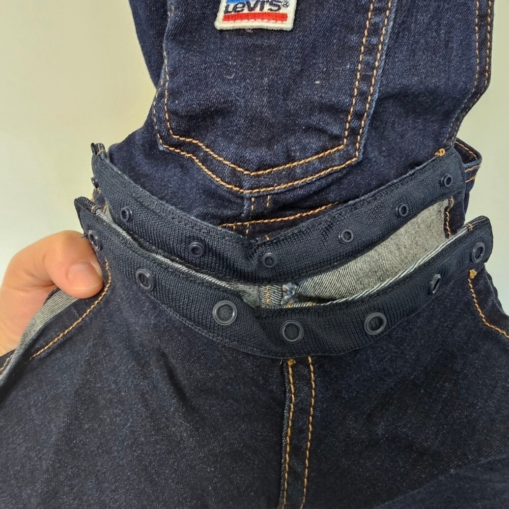 Levi's Baby Denim Shortalls 24M Logo Strap Overalls Dark Wash Cotton‎ 2T - Picture 6 of 15